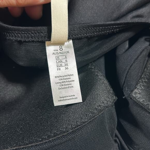 Sea Level Swim Black Eco Essentials Cross Front One Piece Swimsuit Size 4 - Picture 7 of 8